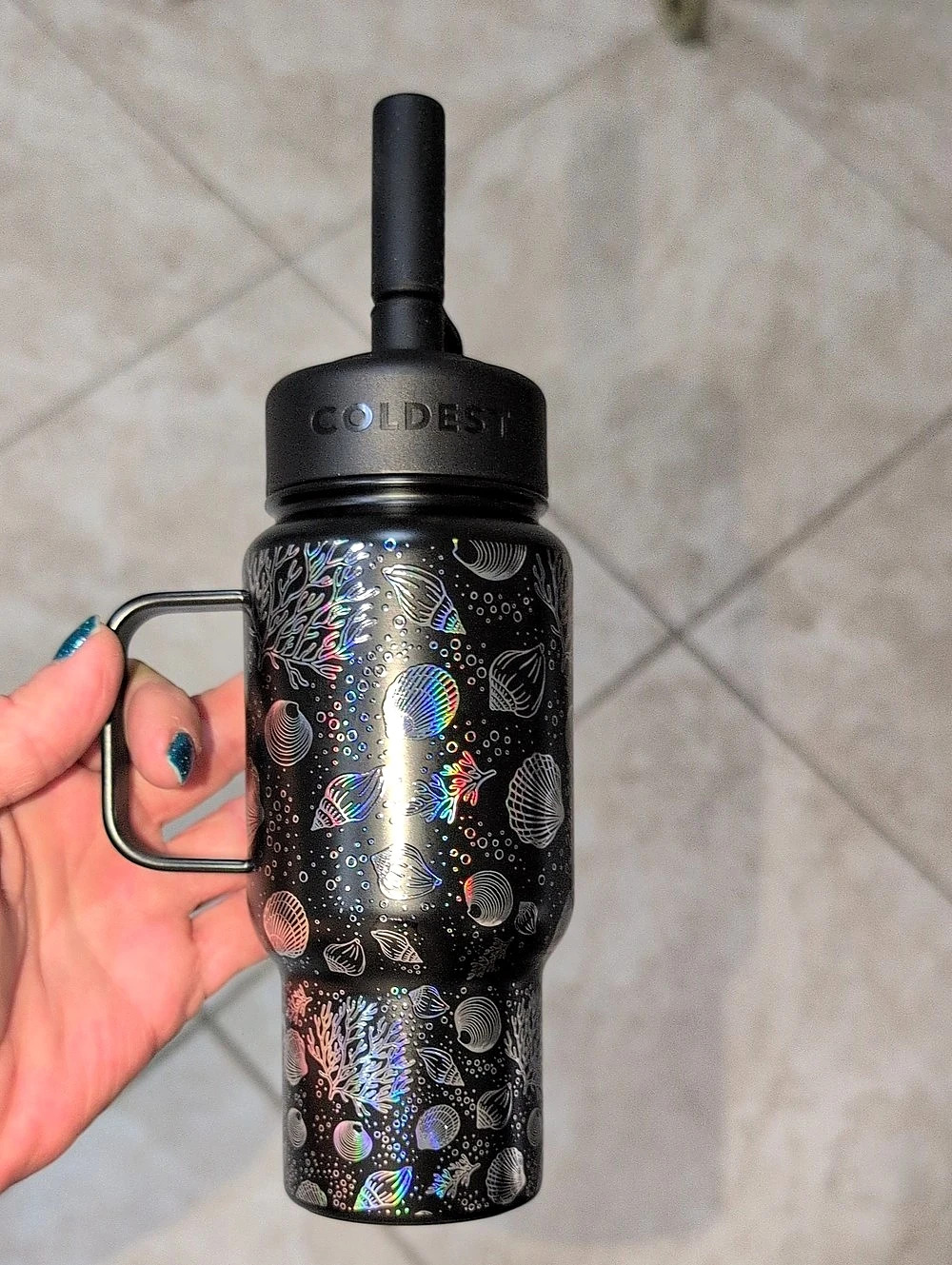 Coldest Moonlight Seashells 6 oz Black Tumbler NWT Limited Edition